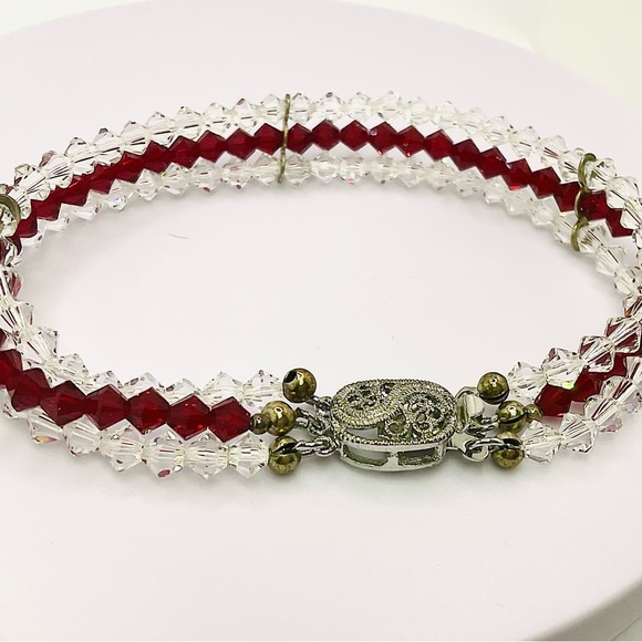 Vintage Three rows Crystals by Swarovski Bracelet - Picture 3 of 12